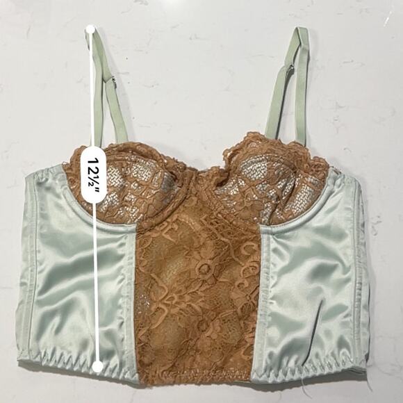 Urban Outfitters Satin Lace Corset Top XS Brown Mint Bustier
 Coquette Festival - Picture 8 of 9